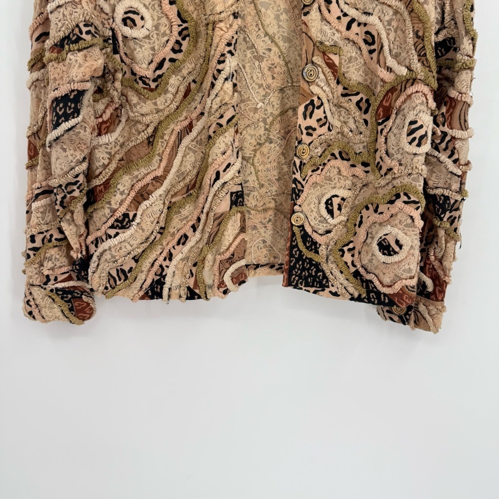 Sandy Starkman Women's  Chenille Trim Jacket Button Close Size M Animal Print - Picture 3 of 9